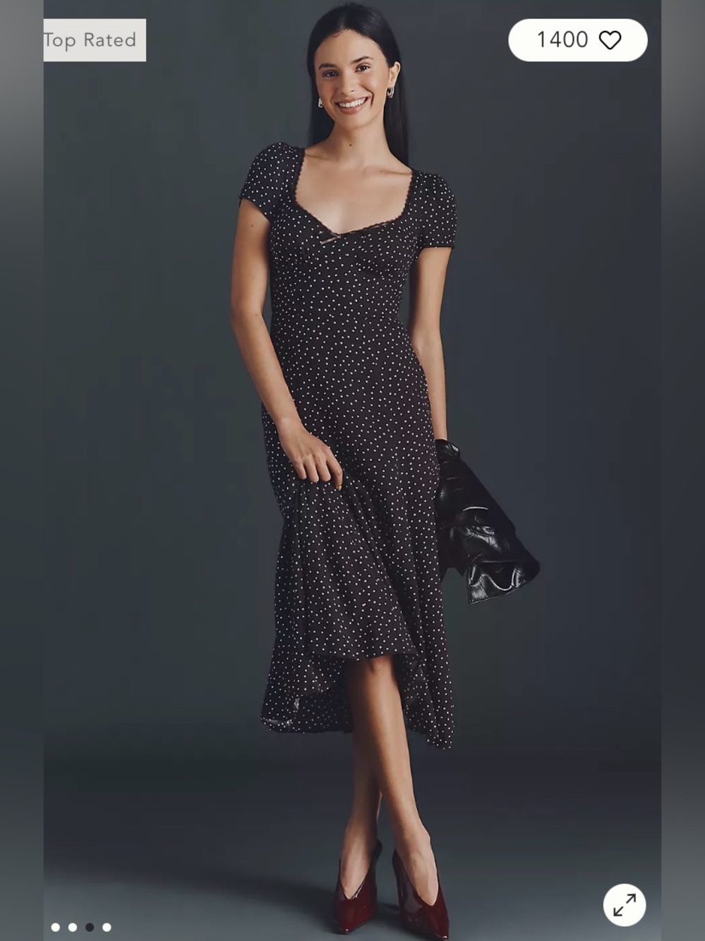 Reformation Afton Short-Sleeve A-Line Midi Dress - New with tags. Size 8.